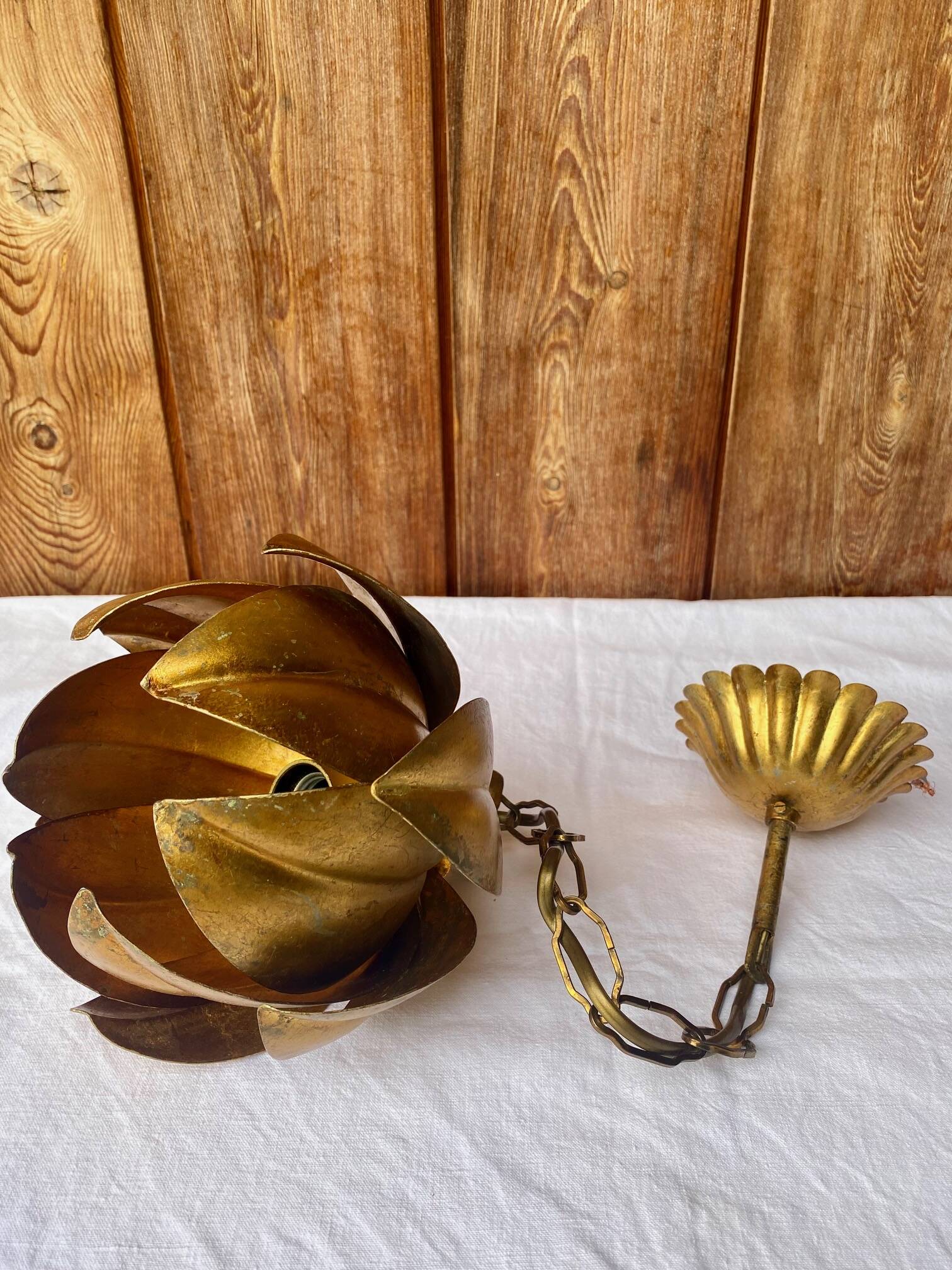 Vintage gold metal flower pendant
