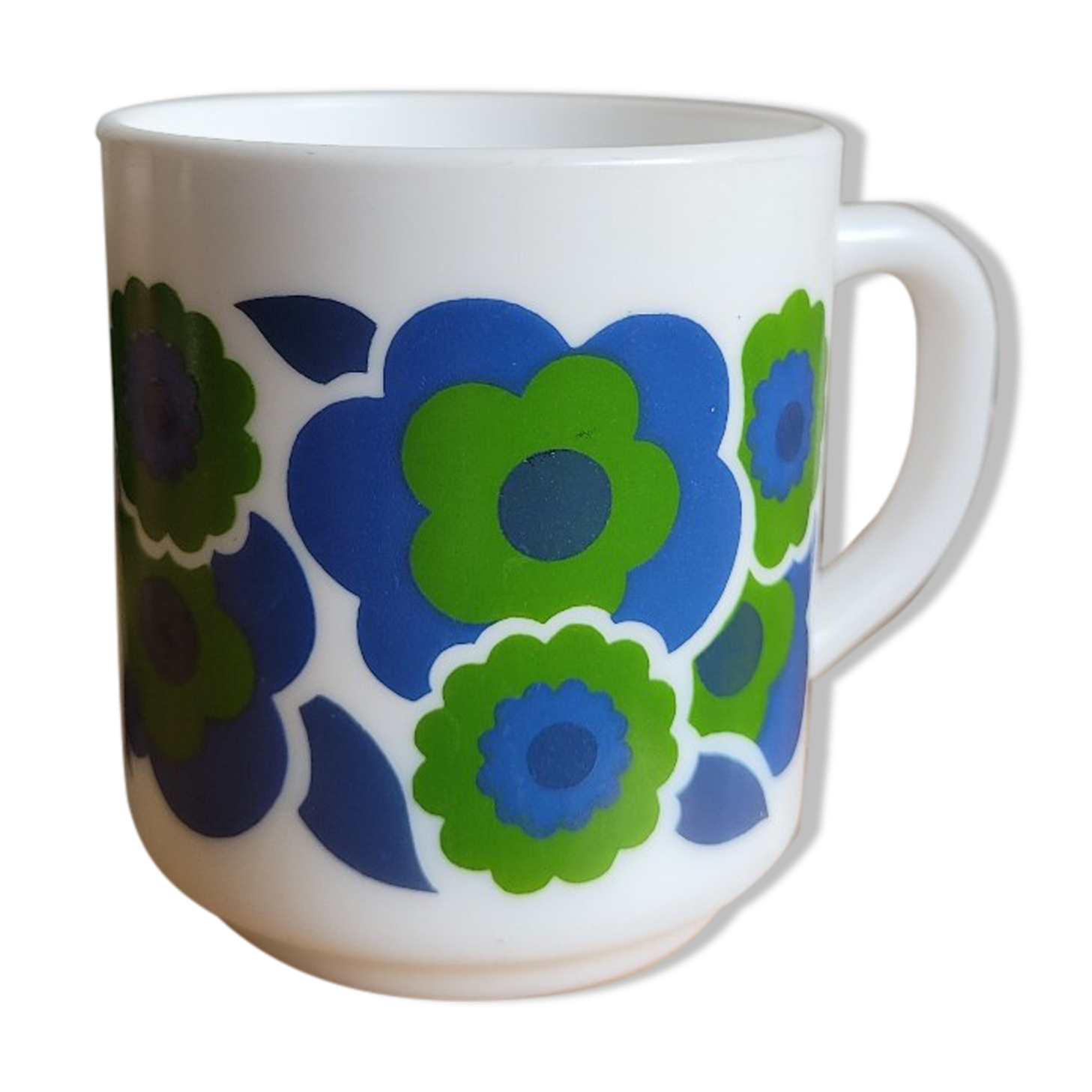 Mug opaline Lotus green and blue