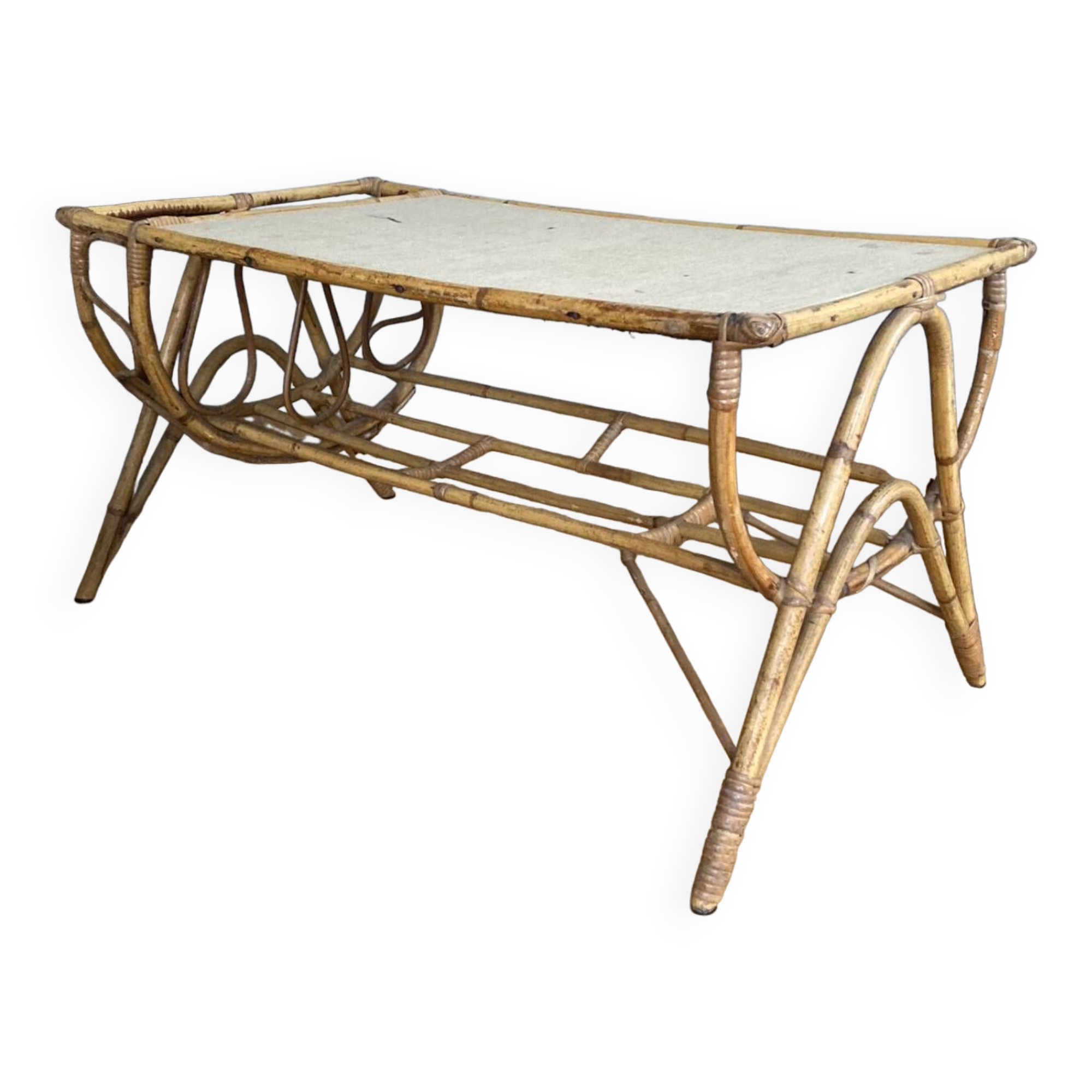 Vintage wicker rattan coffee table from the 1960s/70s (delivery possible)