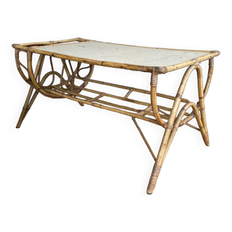 Vintage wicker rattan coffee table from the 1960s/70s (delivery possible)