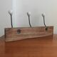 Vintage wooden and white ceramic coat rack – 3 hooks