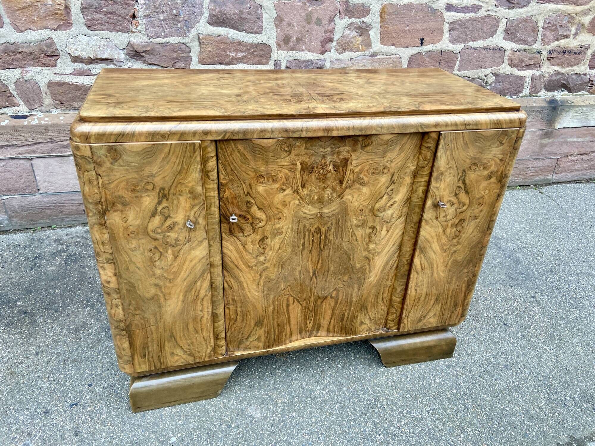 Enfilade art deco mid-century vintage 1950 ronce de noyer