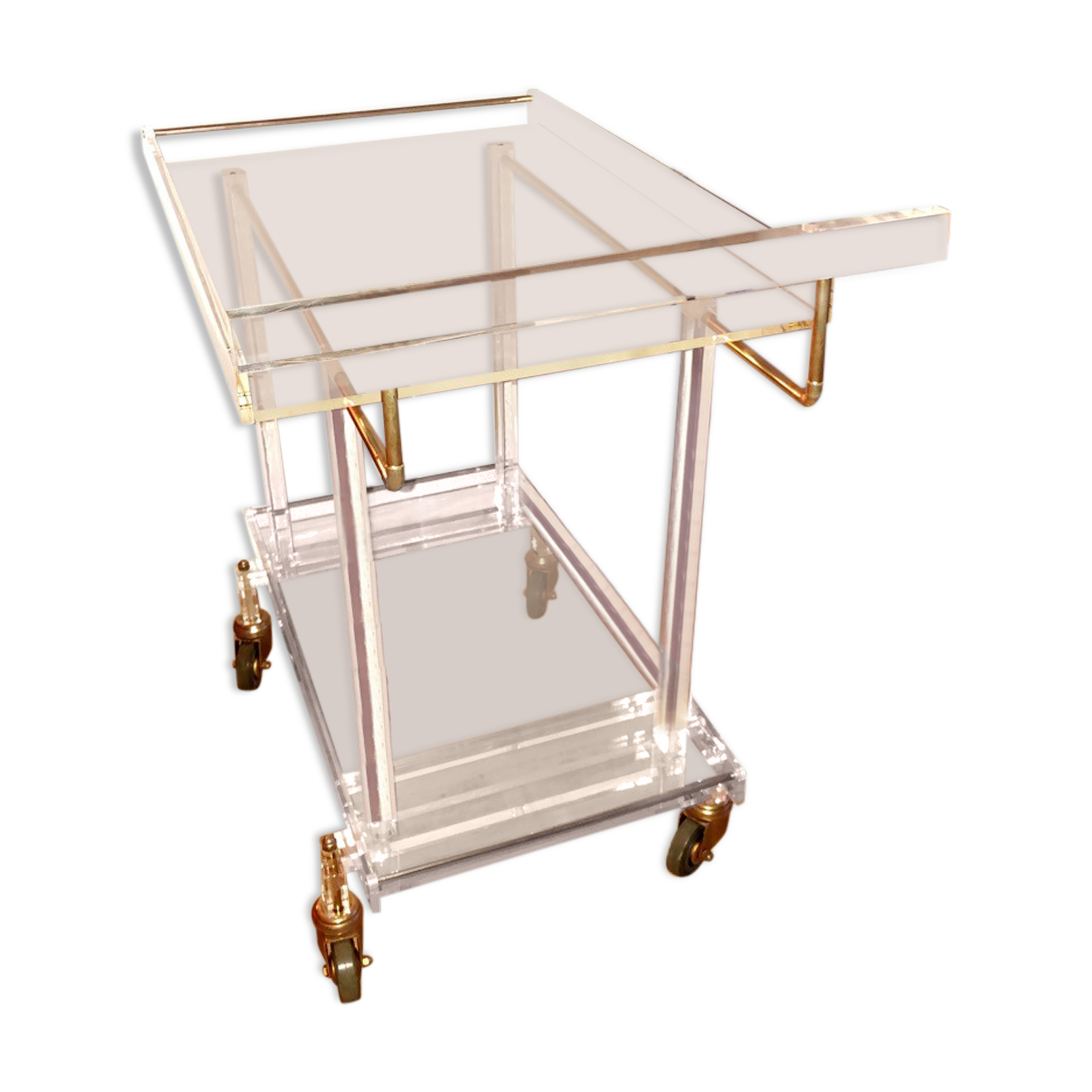 Desserte bar rolling brass Plexiglas
