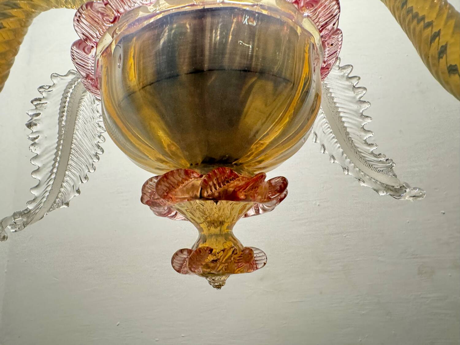 Venetian Pink opalescent Murano Glass Chandelier 1960’s