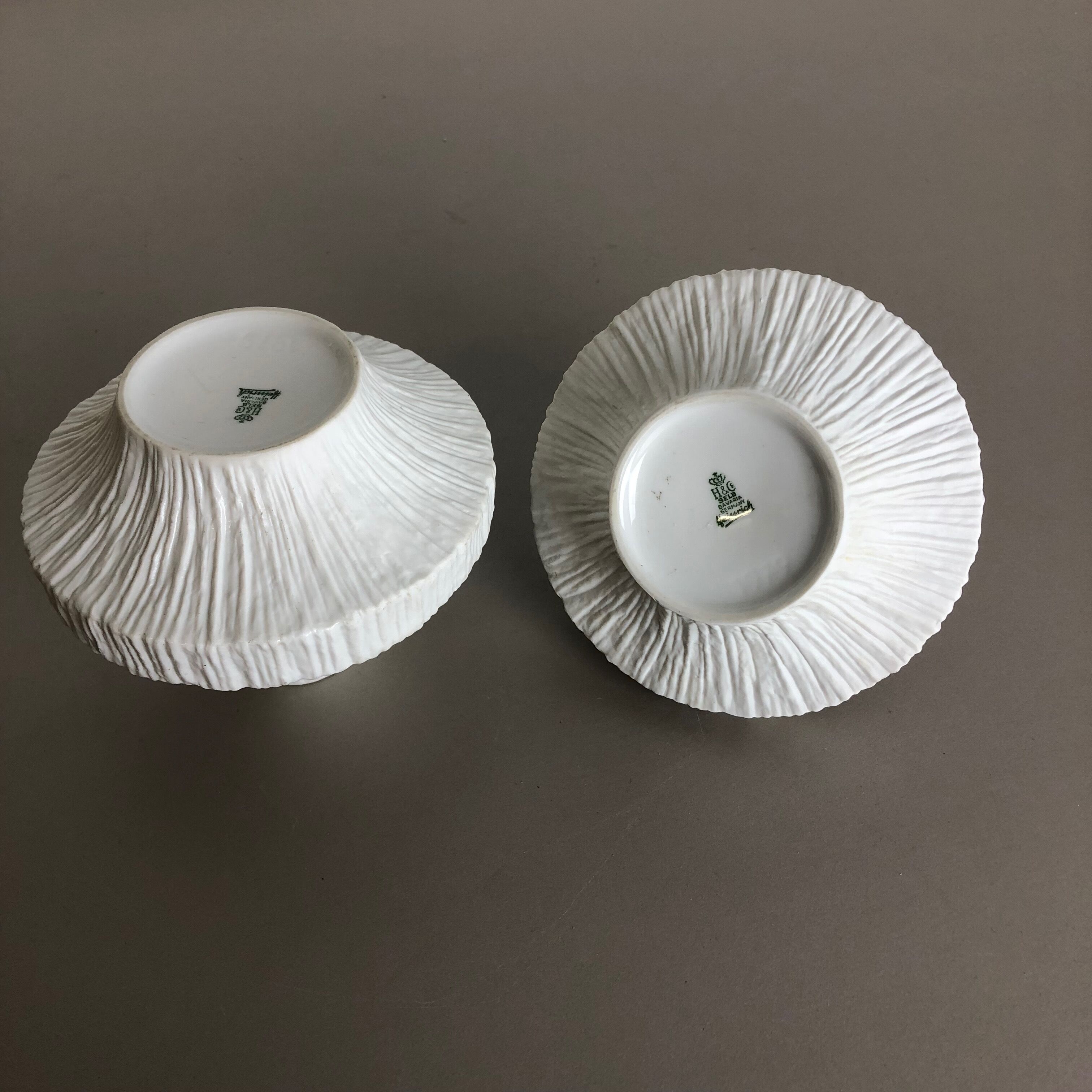 Set of 2 Porcelain Op Art "STONE" Vase by Heinrich Selb, Germany, 1970s