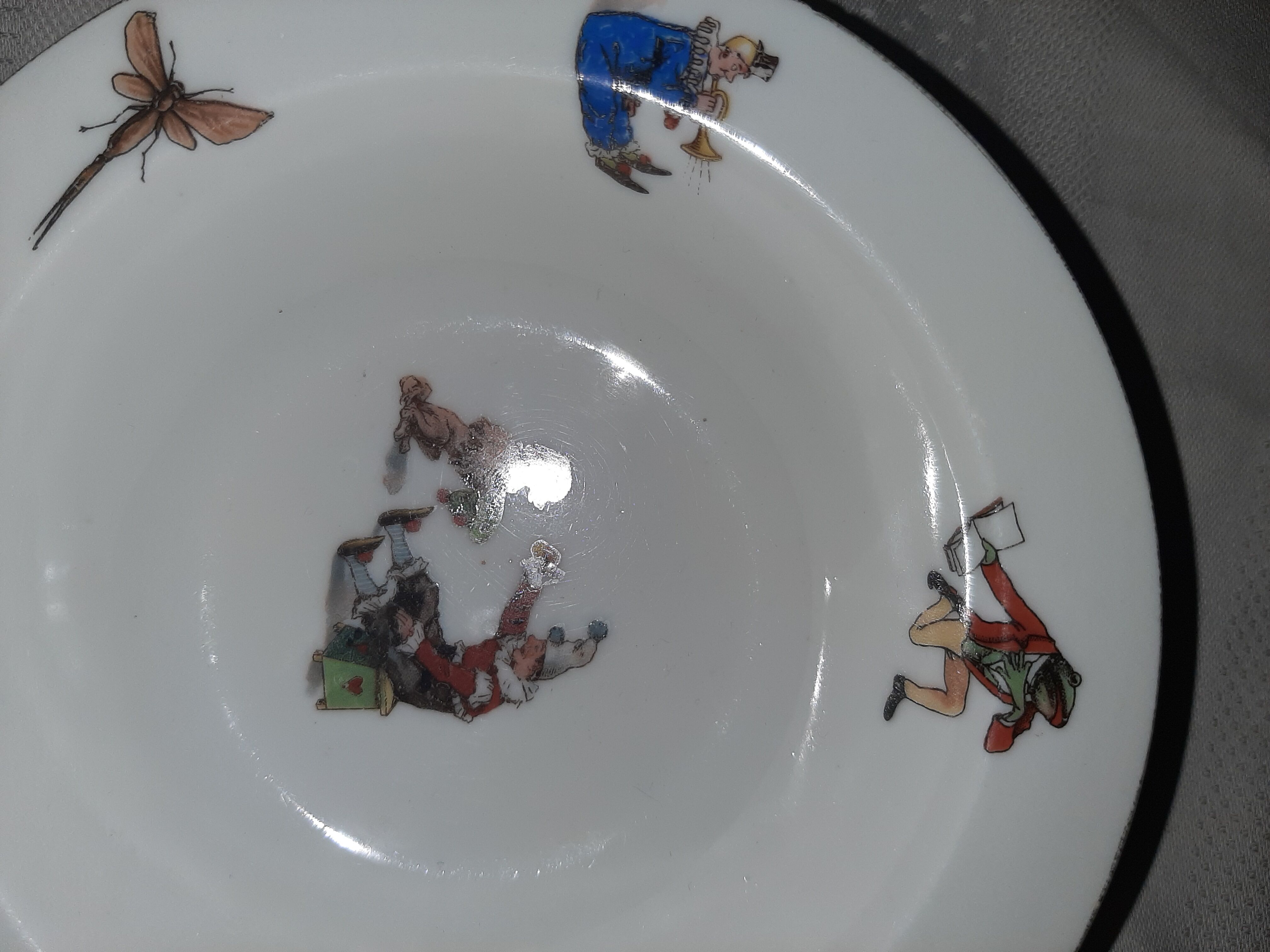 2 bowls of porridge child porcelain of Limoges art deco period