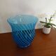 Blue spiral blown glass vase