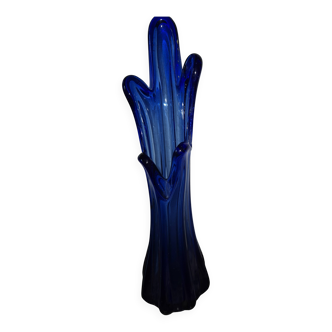 Vase en Verre de Murano bleu dans le goût de Seguso, 1960