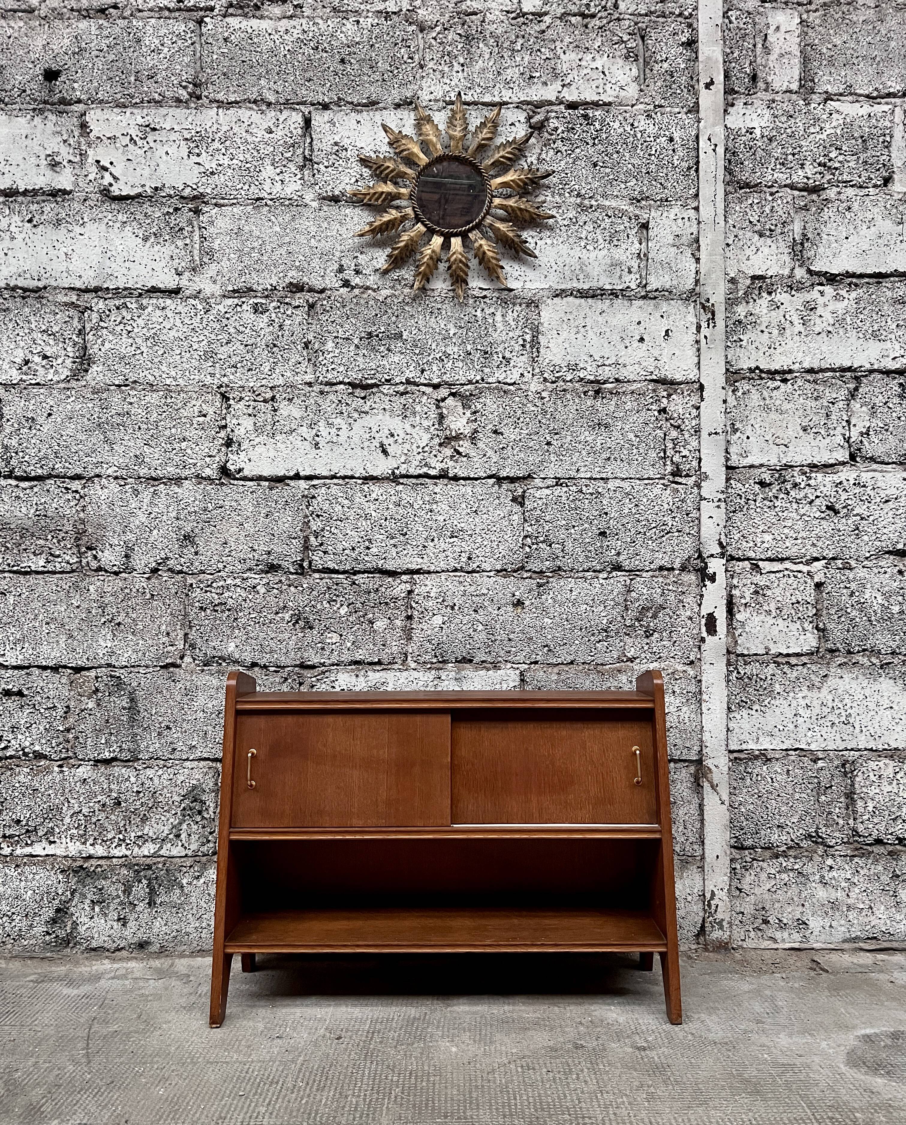 Oak shelf 1950 French modernist