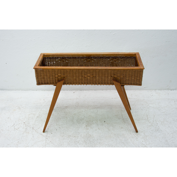 Mid Century Wicker And Beech Plant Stand 1960 S Central Europe Selency Beech Plant Stand 1960 S, Wicker Central Outdoor Furniture