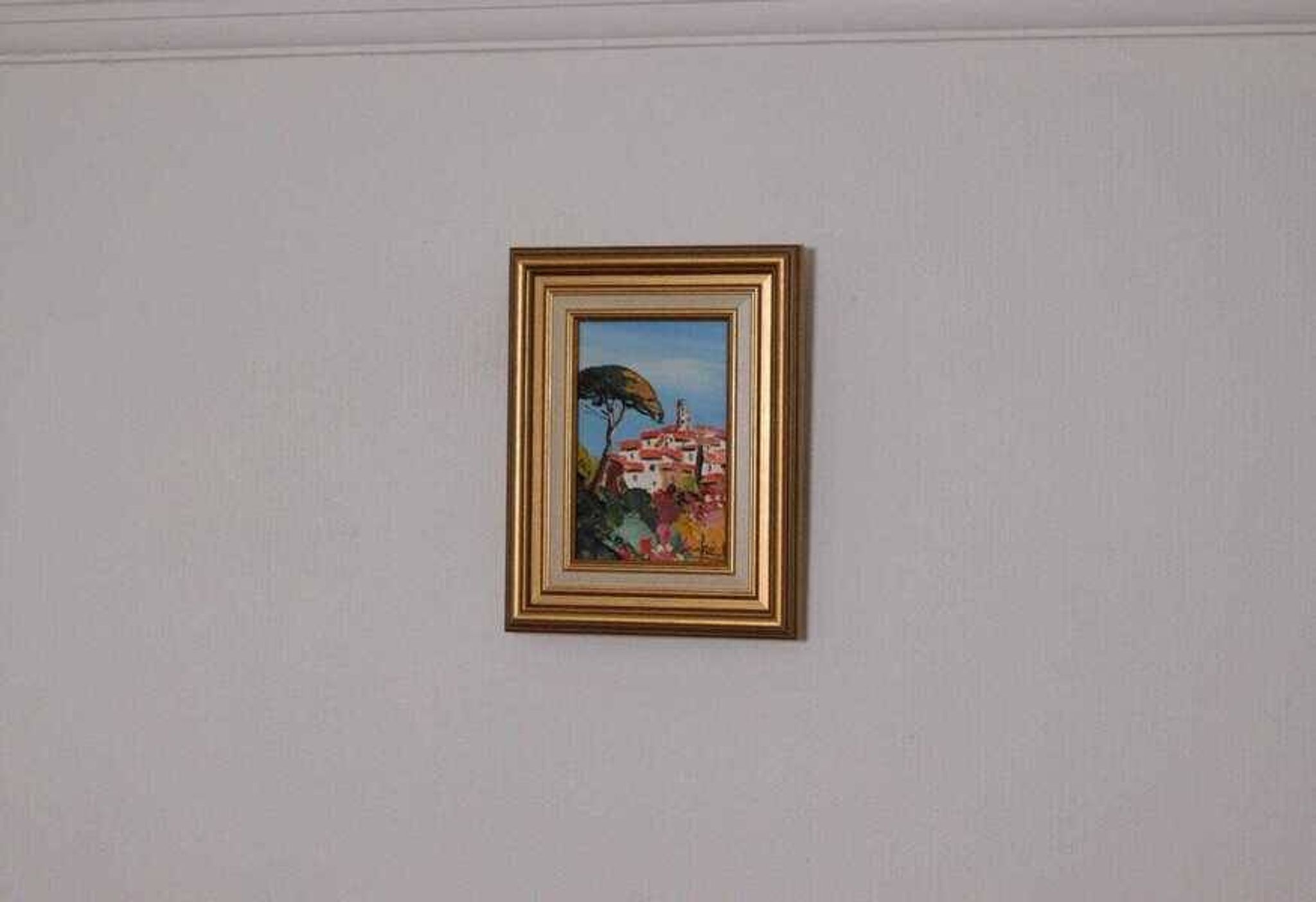 Original French oil on canvas – “Saint‑Paul‑de‑Vence” by Guinet C – vintage & framed – 28 × 23 cm