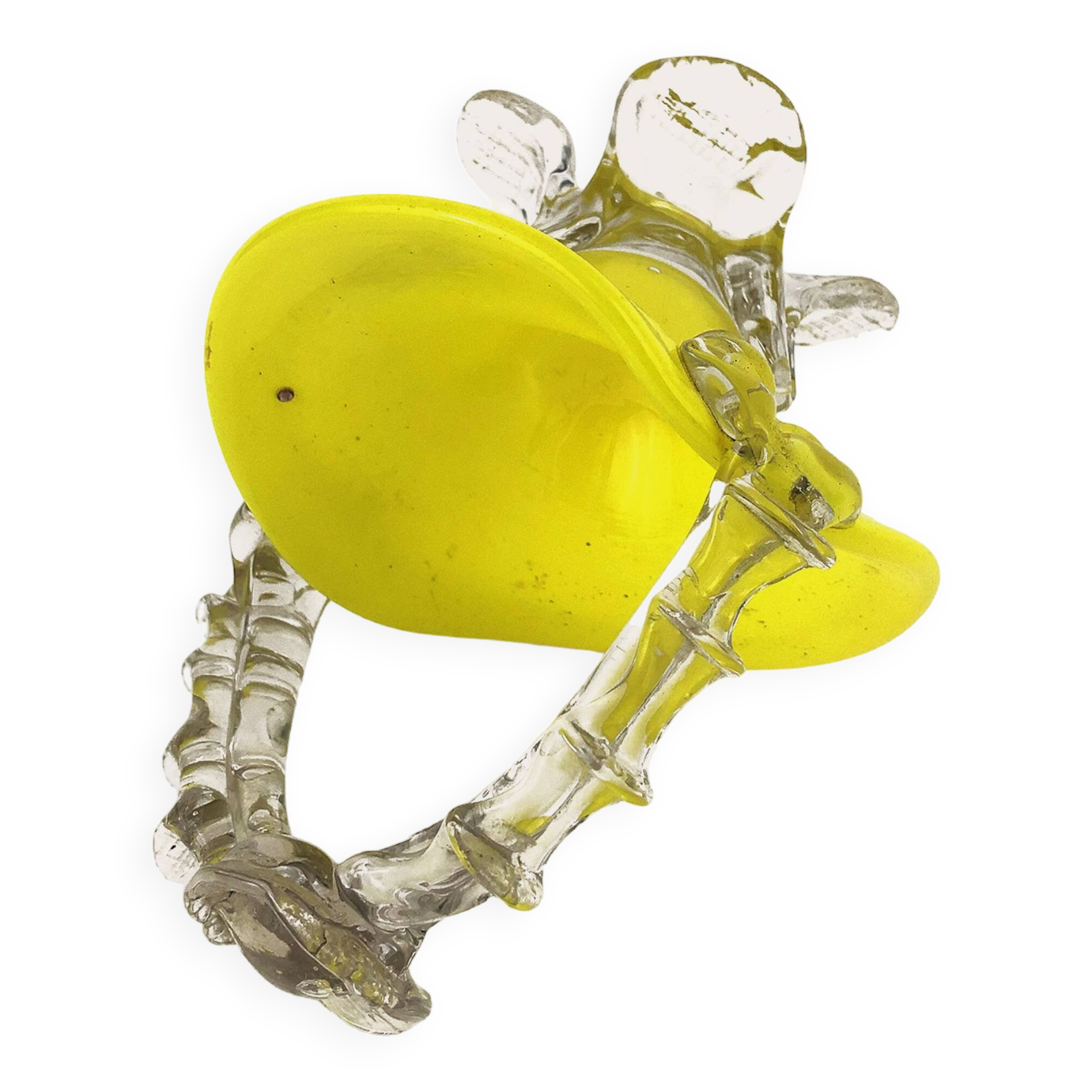 Lemon curd glass bowl and translucent irregular floral ornaments