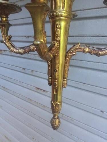 Antique gilded bronze chandelier in Louis XVI style, 4 lights, in working condition - 3.2 kg!