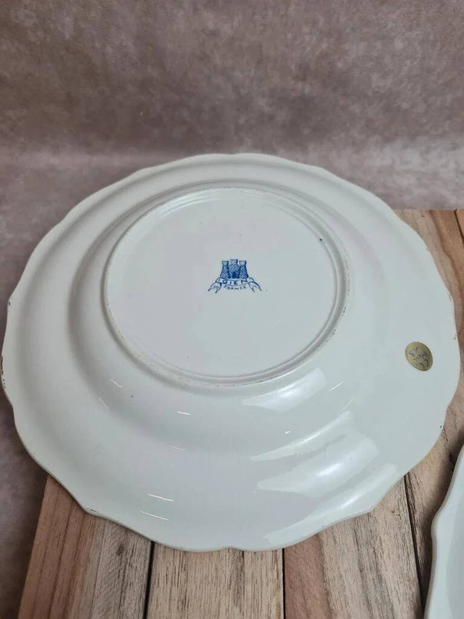Paire d’assiettes Gien modèle Rouen bleu – décor classique