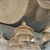 Rattan pendant lamp or light in the shape of an Asian lantern
