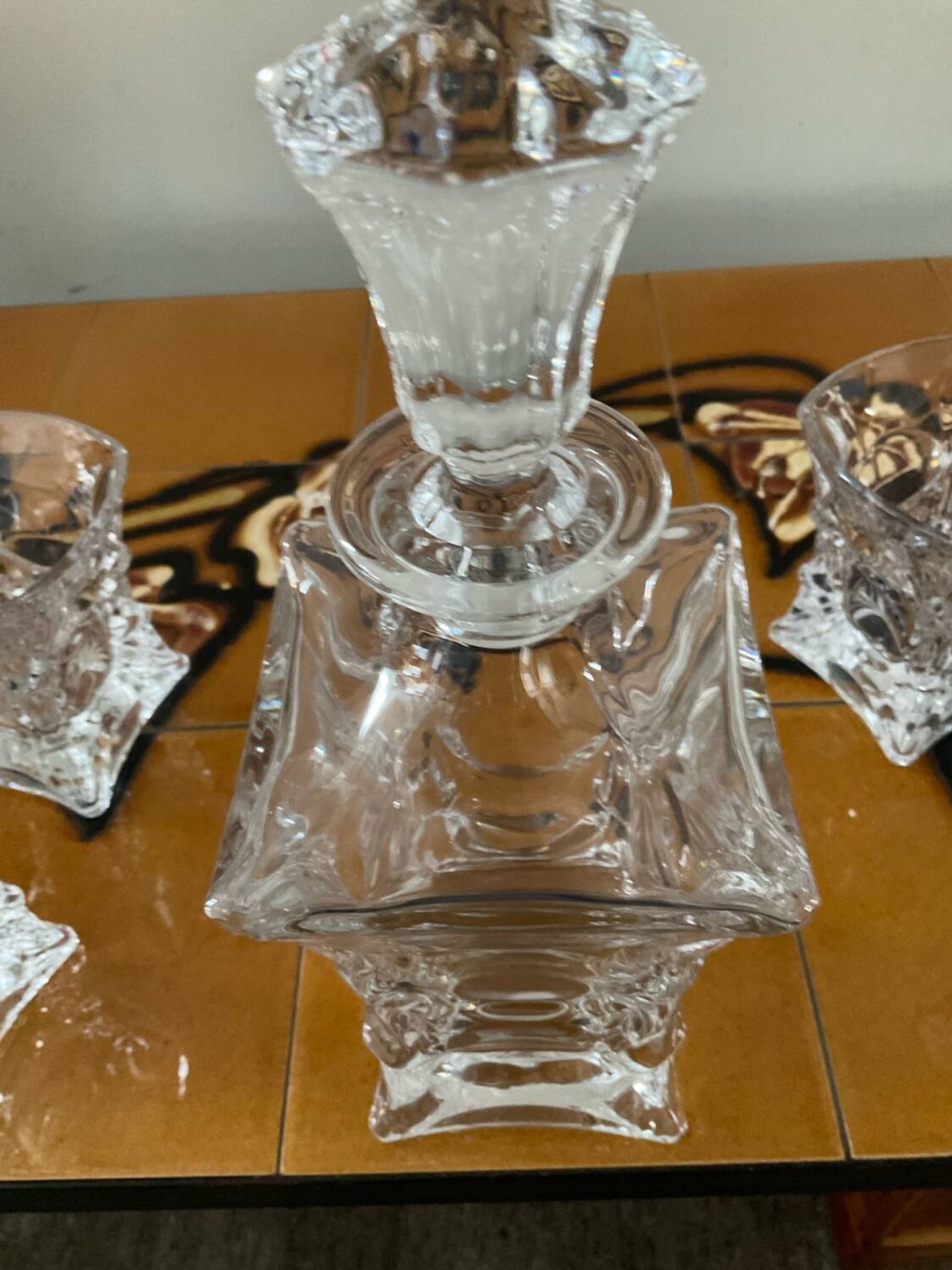 Vintage Bohemian crystal whisky set