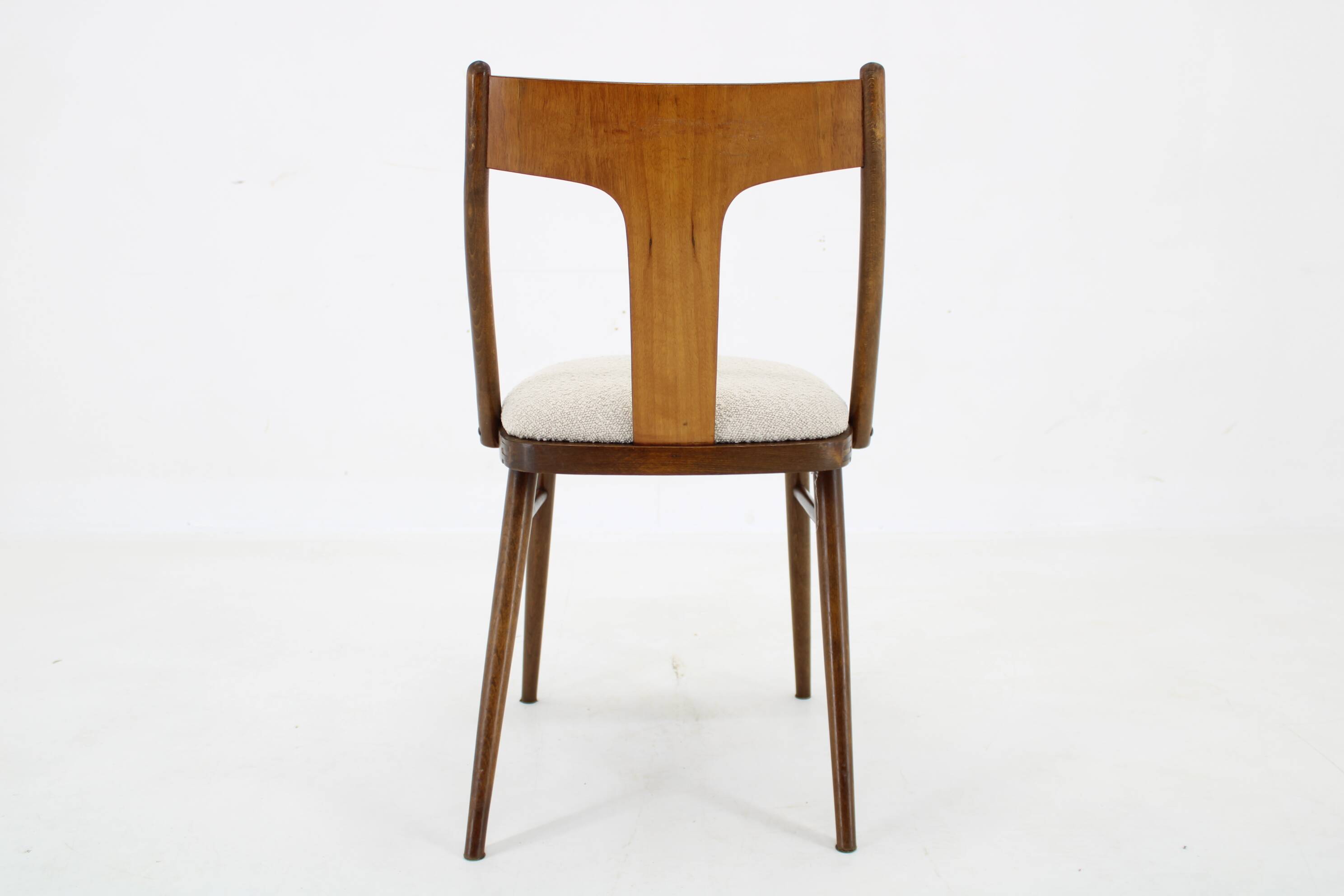 1950s Set of 4 Dining Chairs in Walnut Finish, Czechoslovakia