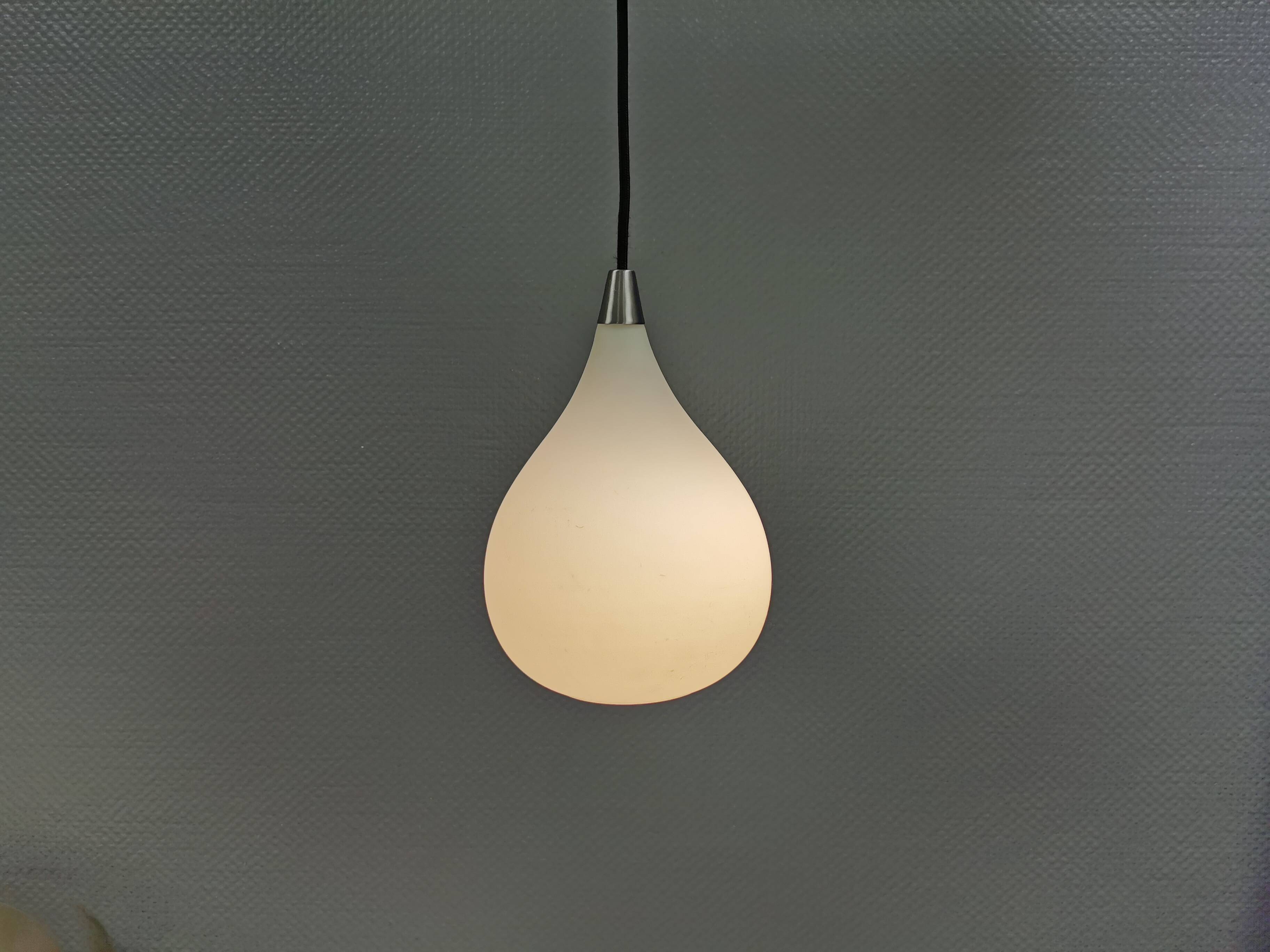 Drop-shaped hanging lamp in white opal glass, by danish El-Light, 1990s
