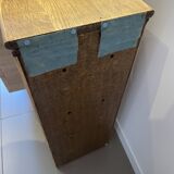 Wooden and cane storage basket with lid