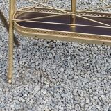 Vintage magazine rack from the 60s in neo-classical style in gold metal and mahogany