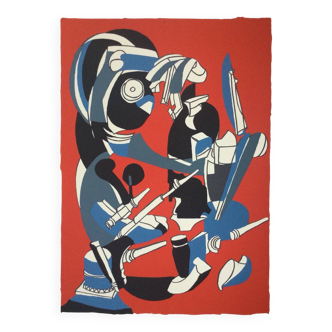 Surrealist composition. Lithograph by Vic GENTILS 1919-1997.