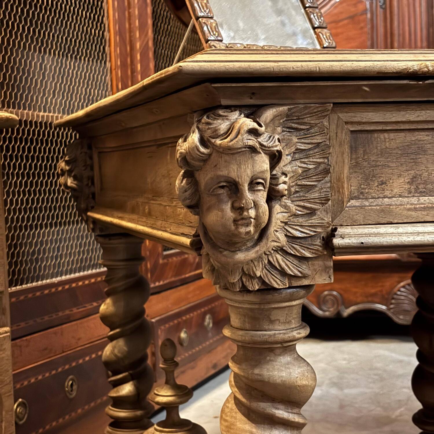 19th century desk in natural solid walnut.
