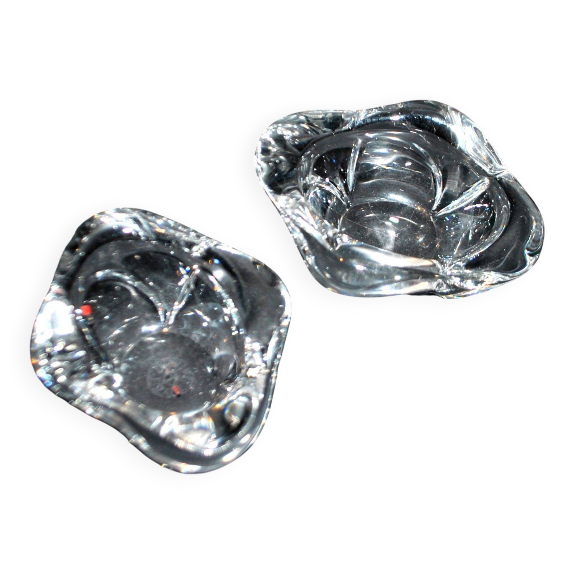 Bayel modernist design crystal salt cellars - vintage salt cellars