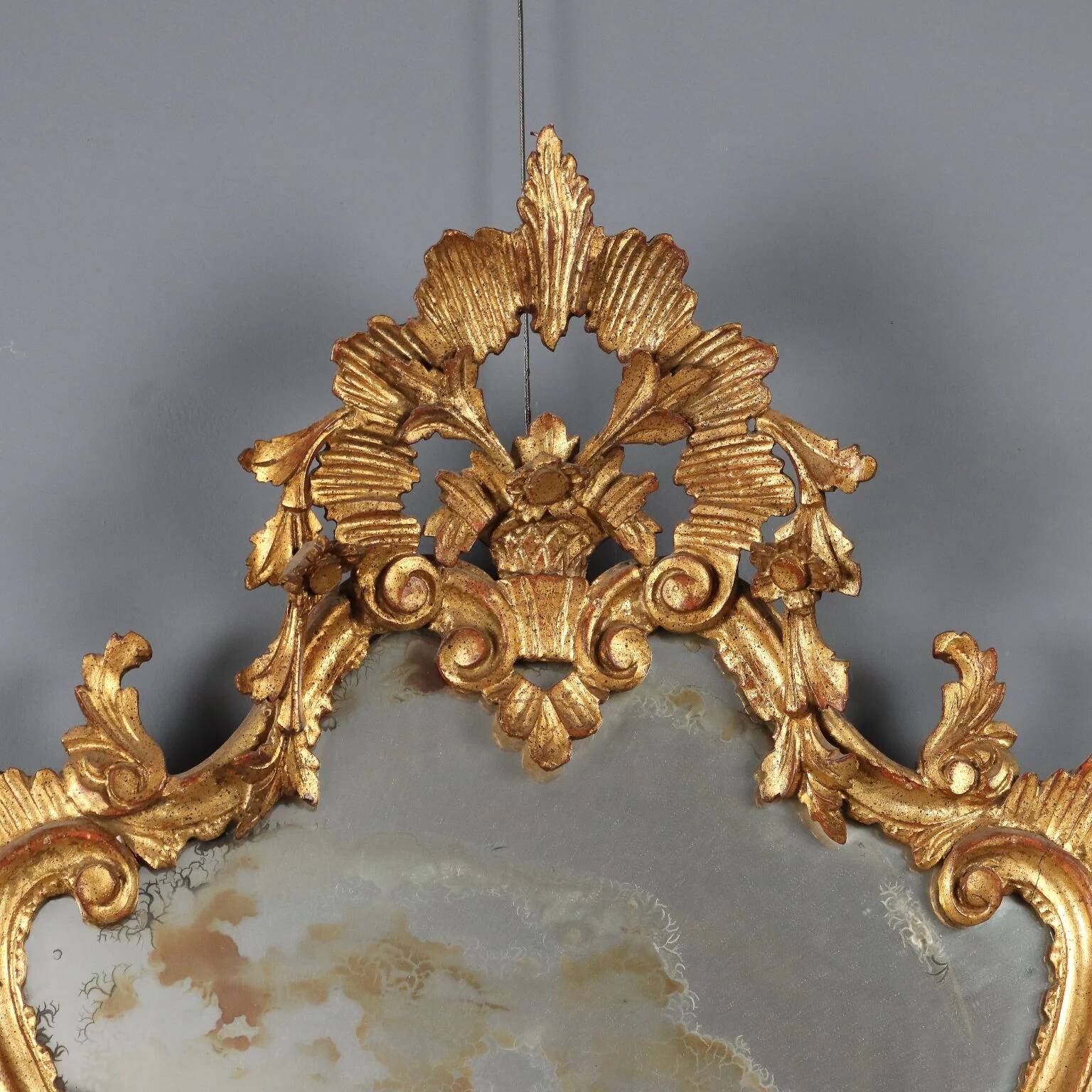 Antique baroque-style wooden mirror Italy 20th century