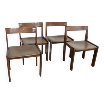 Vintage Wooden Chairs, 1960s, Set of 4