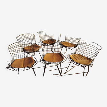 6 black Wire Harry Bertoia chairs