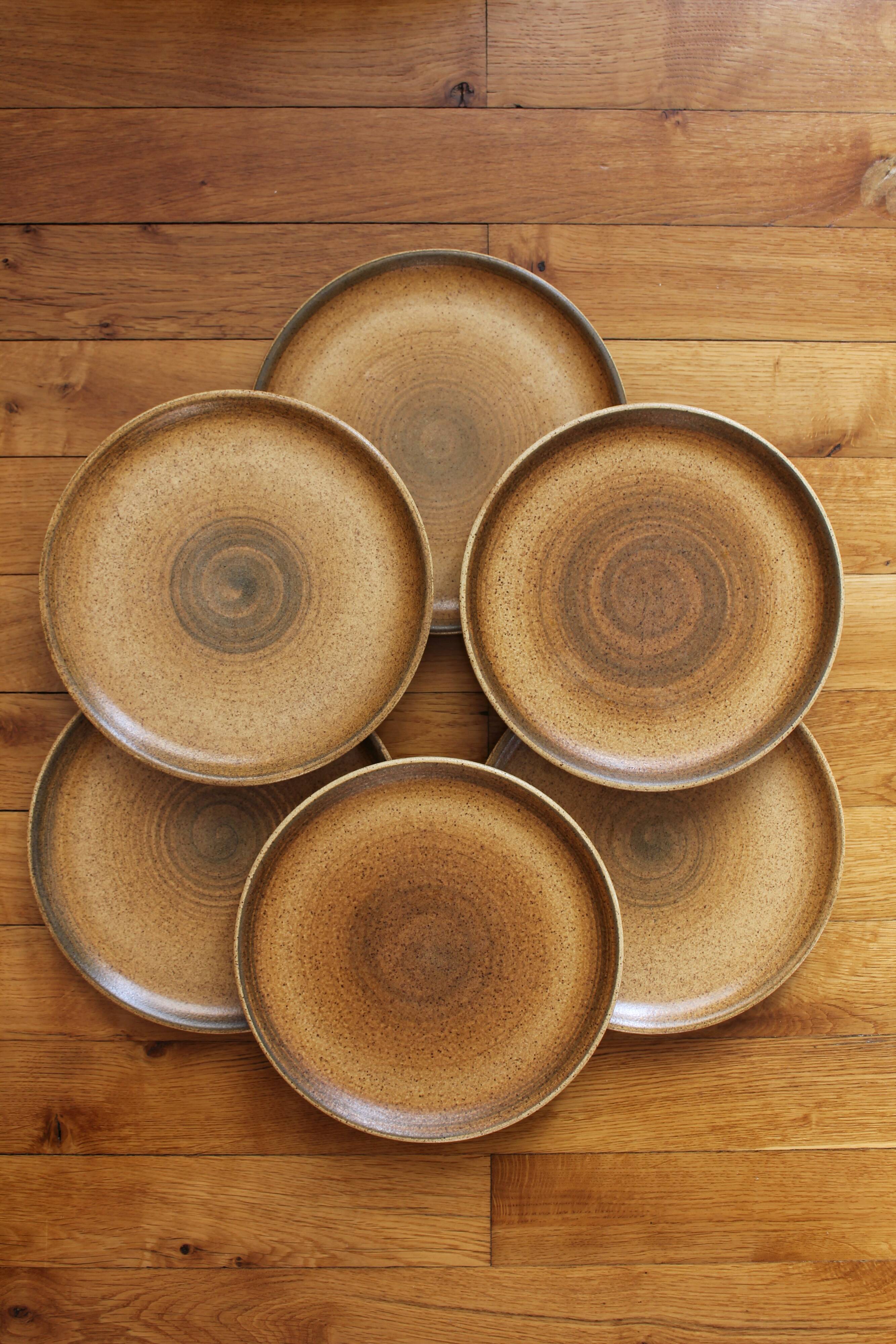 6 flat plates in vintage Longchamp stoneware