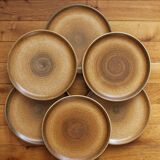 6 flat plates in vintage Longchamp stoneware