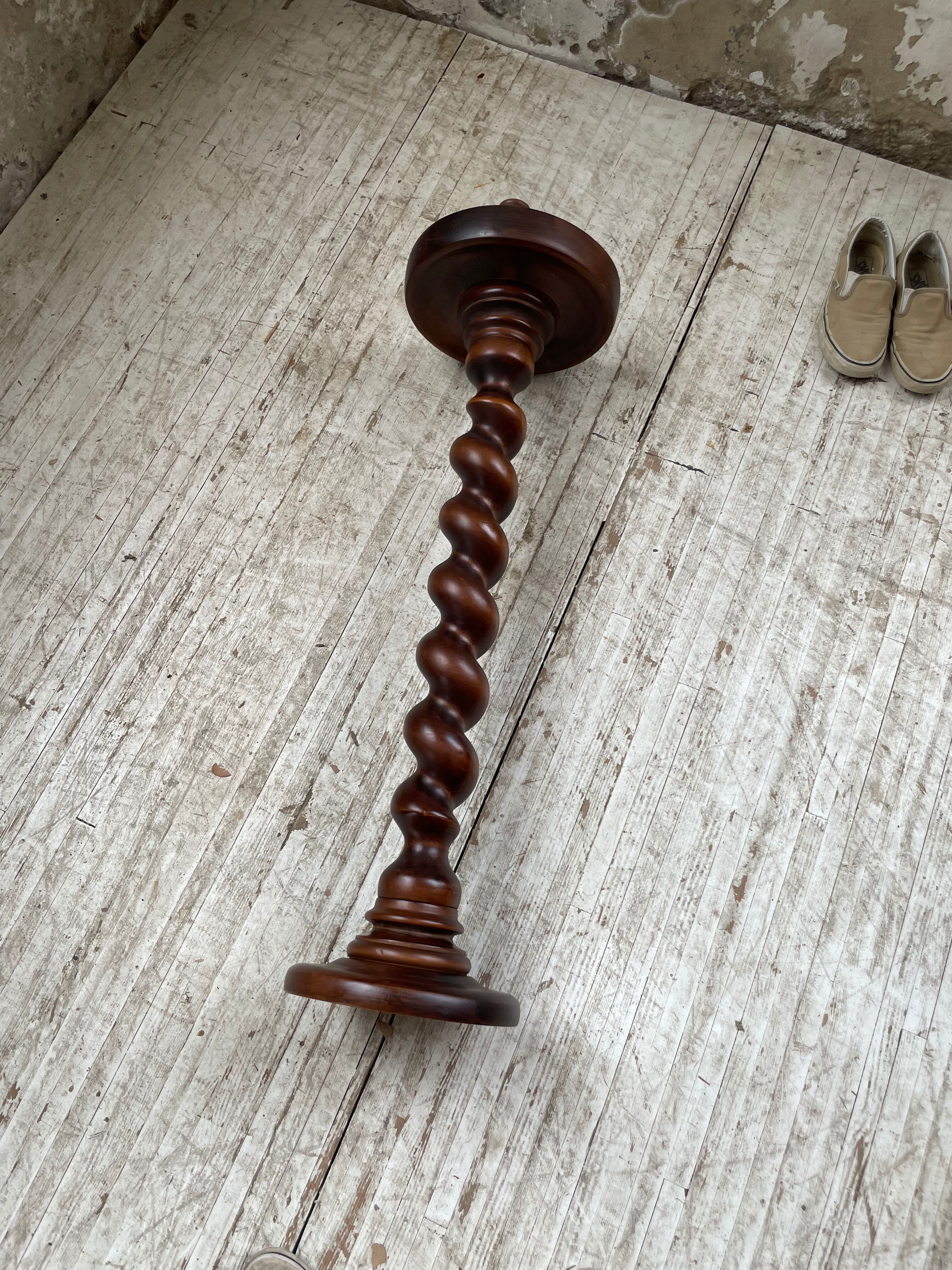Side table walnut base turned wood