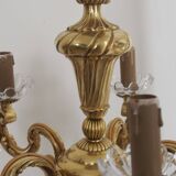 Solid bronze chandelier with crystal pendants and bobeches - Lucien GAU