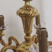 Solid bronze chandelier with crystal pendants and candle holders - Lucien GAU