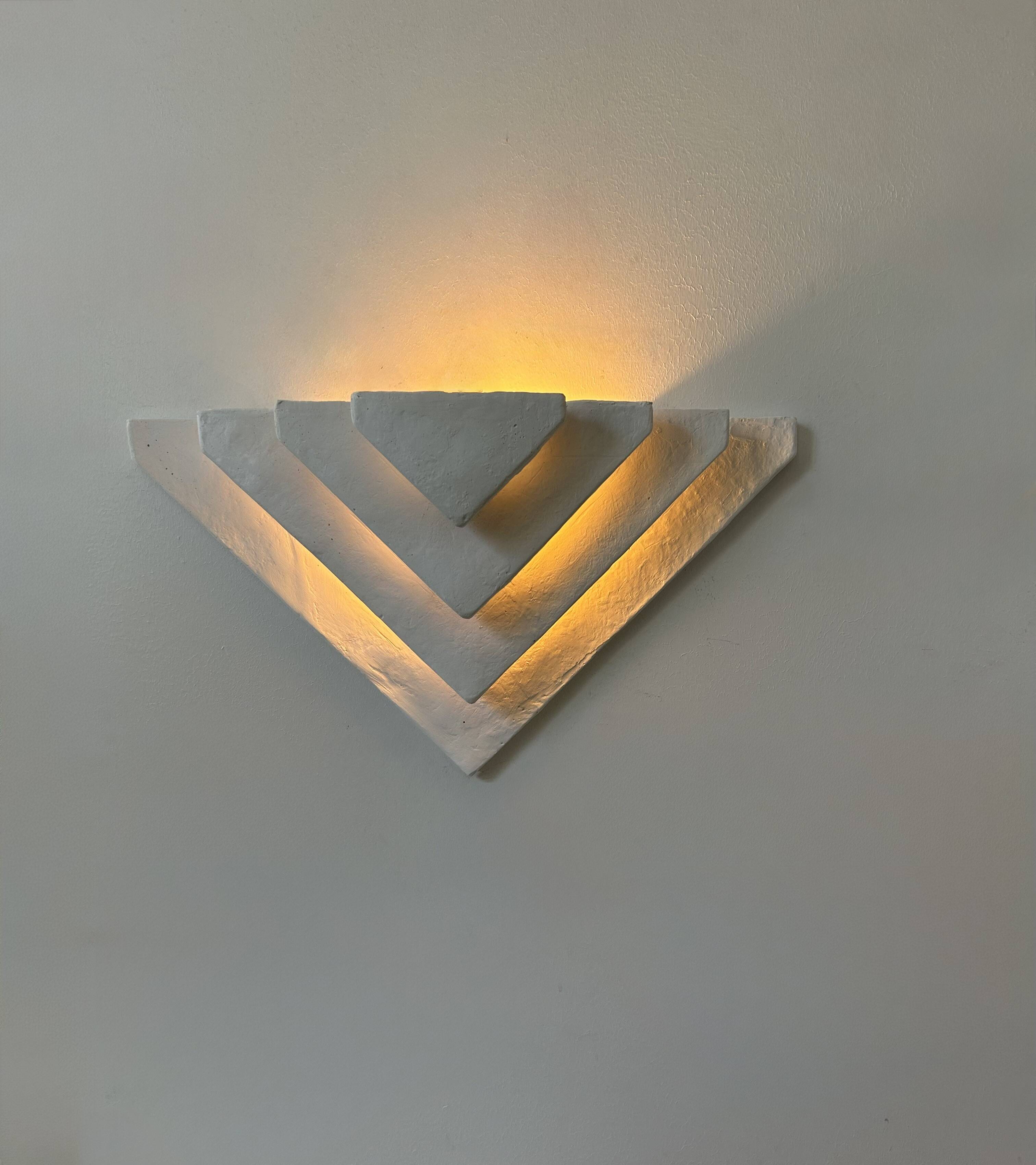 Applique vintage, plâtre blanc mat, France, 1970