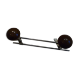 Double hook, chrome metal and wood, vintage 60s