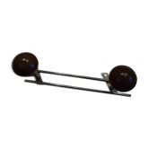 Patère double métal chromé et bois vintage 60s