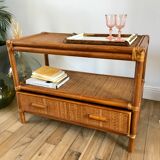 Rattan coffee table and cannage 60s