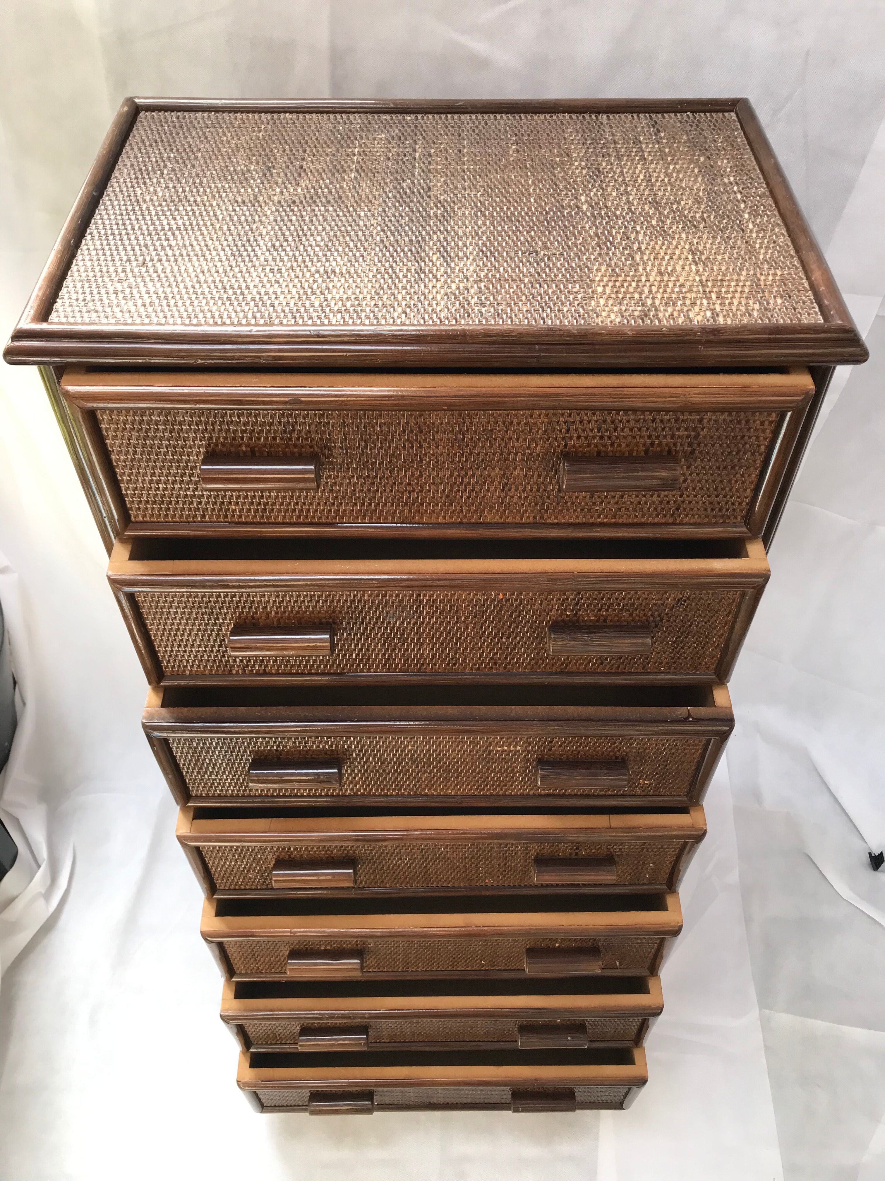 Rattan chest of drawers 7 drawers