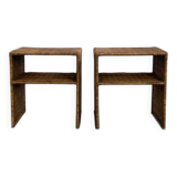 Wicker Bedside Tables, 1960s-70s, Set of 2