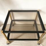 Serving with vintage wheels in metal and smoked glass