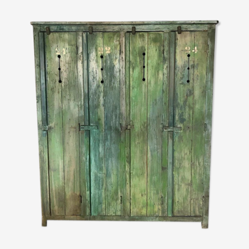 Green wooden cloakroom