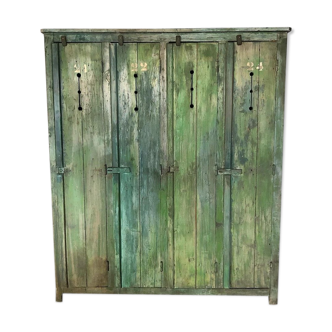 Green wooden cloakroom