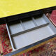 Roger Breton yellow formica set for Tublac, table, 6 chairs, 2 stools, 60s