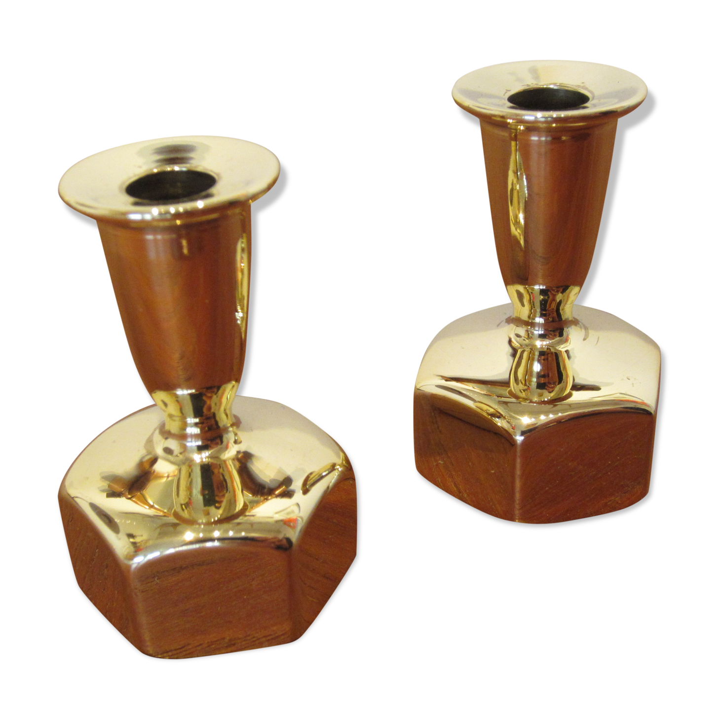 Pair of Scandinavian brass candlesticks L125 by Hans-Agne Jakobsson
