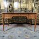 Louis XVI style flat desk in mahogany and green leather
