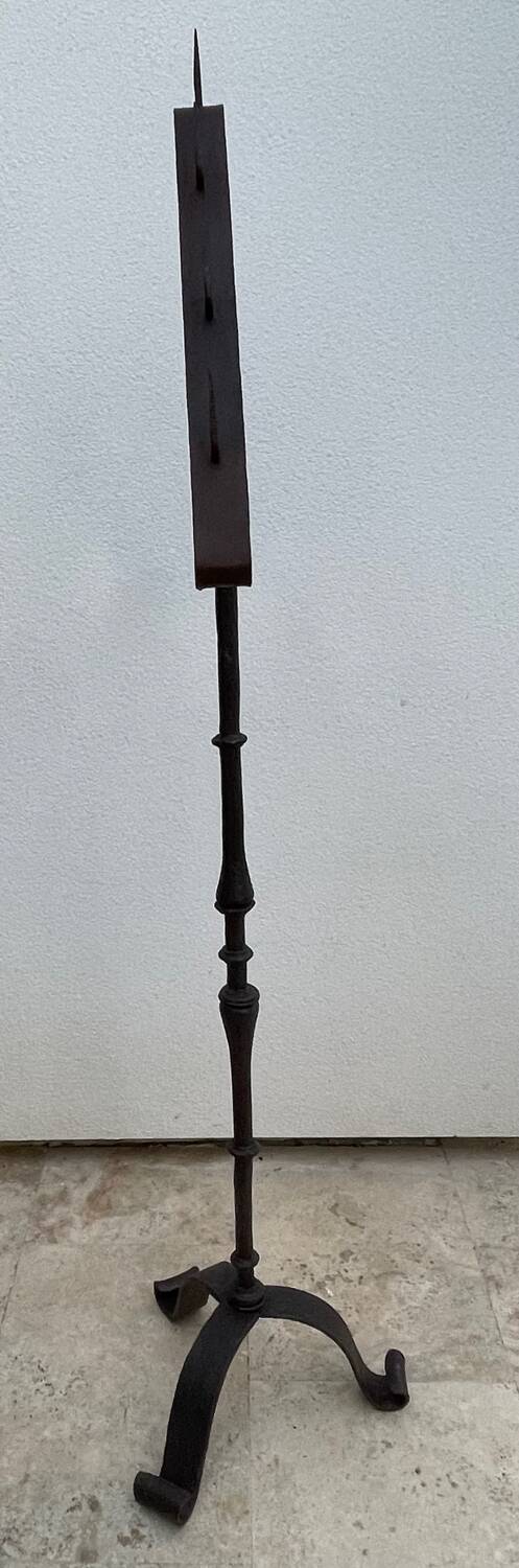 Floor-standing chandelier / antique candle holder, made of wrought iron.
