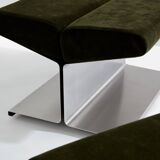 Pair of ottomans by Paul Geoffroy, brushed steel and alcantara, 1975