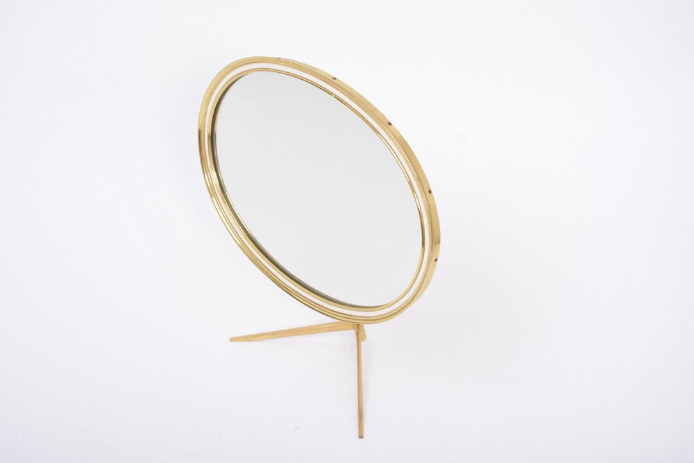 Miroir de Table Ovale Mid-Century Moderne en Laiton par Vereinigte Werkstätten